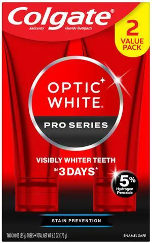 Optic White Pro Series Teeth Whitening Toothpaste, 2pk, 3oz | Stain Prevention, Visibly Whiter Teeth in 3 Days, 5% Hydrogen Peroxide, Enamel Safe, Cool Wintergreen Mint Optic White Pro Series Teeth Whitening Toothpaste, 2pk, 3oz | Stain Prevention, Visibly Whiter Teeth in 3 Days, 5% Hydrogen Peroxide, Enamel Safe, Cool Wintergreen Mint