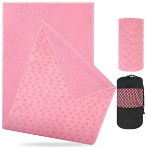 Yoga Towel, Yoga Mat Towel with Grip Dots, Microfiber Yoga Blanket Towels, Soft & Breathable, with Quick Dry Towels and Mesh Carry Bag, for Bikram, Pilates and Workout, 24" x72", Pink Yoga Towel, Yoga Mat Towel with Grip Dots, Microfiber Yoga Blanket Towels, Soft & Breathable, with Quick Dry Towels and Mesh Carry Bag, for Bikram, Pilates and Workout, 24" x72", Pink