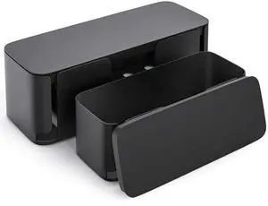 2 Pack Cable Management Box, Pet Friendly Cable Box Organizer for Home & Office, Child-Proof Floor Cord Cover, Cord Management and Cord Hider, Black 2 Pack Cable Management Box, Pet Friendly Cable Box Organizer for Home & Office, Child-Proof Floor Cord Cover, Cord Management and Cord Hider, Black