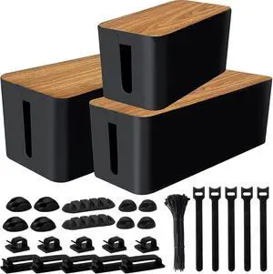 Cable Management Box Cable Management Kit for Power Strip to Hide Wires,Cord Organizer Boxes,Safe ABS Material Wire Organizer of Cable Clips Sleeve for Home & Office,3Pack-128PCS /Black Cable Management Box Cable Management Kit for Power Strip to Hide Wires,Cord Organizer Boxes,Safe ABS Material Wire Organizer of Cable Clips Sleeve for Home & Office,3Pack-128PCS /Black