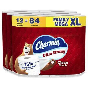 Ultra Strong Clean Touch Toilet Paper, 12 Family Mega XL Rolls = 84 Regular Rolls Ultra Strong Clean Touch Toilet Paper, 12 Family Mega XL Rolls = 84 Regular Rolls
