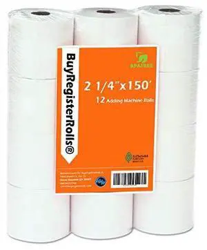 (12 Rolls) 2 1/4 x 150 ft White Adding Machine Tape Paper Rolls Premium One Ply Register/Adding Machine/Calculator Paper Rolls Printing Calculator 10 Key (12 Rolls) 2 1/4 x 150 ft White Adding Machine Tape Paper Rolls Premium One Ply Register/Adding Machine/Calculator Paper Rolls Printing Calculator 10 Key
