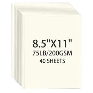 Cream Cardstock 8.5 X 11, 40 Sheets Card Stock, 75lb/ 200gsm Copy Paper Cream Cardstock 8.5 X 11, 40 Sheets Card Stock, 75lb/ 200gsm Copy Paper