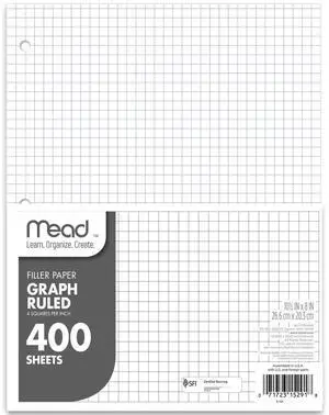 Loose Leaf Paper, Graph Ruled Filler Notebook Paper, 8" x 10-1/2", 400 Sheets, Fits 3-Ring Binder (150038-ECM) Loose Leaf Paper, Graph Ruled Filler Notebook Paper, 8" x 10-1/2", 400 Sheets, Fits 3-Ring Binder (150038-ECM)