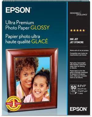 Ultra Premium Photo Paper Glossy (8.5x11 Inches, 50 Sheets) (S042175),White Ultra Premium Photo Paper Glossy (8.5x11 Inches, 50 Sheets) (S042175),White