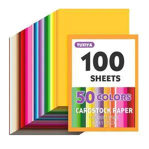 100 Sheets 8.5" X 11" Colored Cardstock, 50 Colors Card Stock 100 Sheets 8.5" X 11" Colored Cardstock, 50 Colors Card Stock