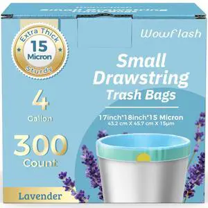 300 Count 15 Micron Extra Thick 4 Gallon Drawstring Small Trash Bags 300 Count 15 Micron Extra Thick 4 Gallon Drawstring Small Trash Bags