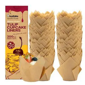 Tulip Cupcake Liners 200PCS, Standard Size Muffin Baking Cups Brown Tulip Cupcake Liners 200PCS, Standard Size Muffin Baking Cups Brown