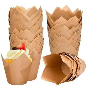 120 Counts Natural Tulip Cupcake Liners for Baking Cups, Food Grade Parchment Paper Muffin Liners Holders, Standard Tulip Cupcake Liners, Greaseproof Cup Cake Wrappers for Party, Christmas 120 Counts Natural Tulip Cupcake Liners for Baking Cups, Food Grade Parchment Paper Muffin Liners Holders, Standard Tulip Cupcake Liners, Greaseproof Cup Cake Wrappers for Party, Christmas