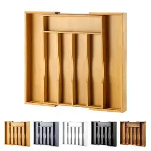 Expandable Bamboo Kitchen Drawer Organizer for Cutlery and Utensils, Adjustable Bamboo Wood Cutlery Tray in Drawer for Flatware and Silverware in Kitchen, (Natural) Expandable Bamboo Kitchen Drawer Organizer for Cutlery and Utensils, Adjustable Bamboo Wood Cutlery Tray in Drawer for Flatware and Silverware in Kitchen, (Natural)
