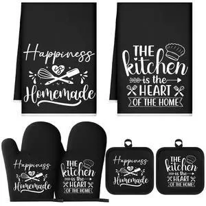 6 Pcs Kitchen Decor Accessories Set, Kitchen, Black 6 Pcs Kitchen Decor Accessories Set, Kitchen, Black