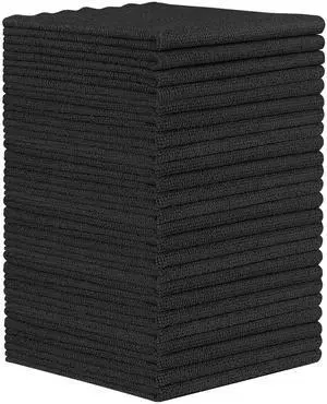 Microfiber Cleaning Cloth - 24 Pack, Black Cleaning Rags 12x11 inch Microfiber Cleaning Cloth - 24 Pack, Black Cleaning Rags 12x11 inch