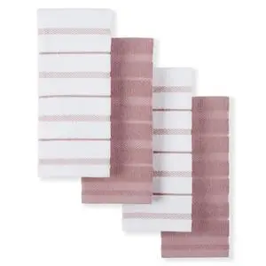 Albany Kitchen Towel 4-Pack Set, Dried Rose/White, 16"x26" Albany Kitchen Towel 4-Pack Set, Dried Rose/White, 16"x26"