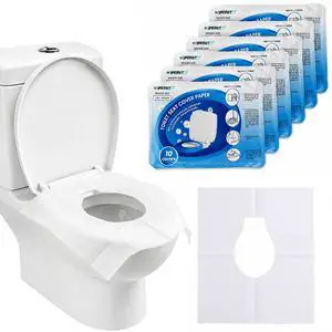 Toilet Seat Covers Disposable Flushable 60 Pack | XL 18x15 Inch Paper | 100% Biodegradable Paper Material for Kids and Adults, Individually Folded, for Public Restrooms, Camping and Travel Toilet Seat Covers Disposable Flushable 60 Pack | XL 18x15 Inch Paper | 100% Biodegradable Paper Material for Kids and Adults, Individually Folded, for Public Restrooms, Camping and Travel