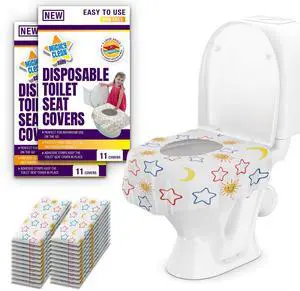 22-Pack Disposable Toilet Seat Covers - XL Waterproof Potty Covers for Toddlers, Kids & Adults - Travel, Public Restrooms, Airplane, Potty Training 22-Pack Disposable Toilet Seat Covers - XL Waterproof Potty Covers for Toddlers, Kids & Adults - Travel, Public Restrooms, Airplane, Potty Training