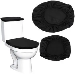 Black Toilet Seat Cover Black Toilet Lid Cover and Toilet Tank Cover Set, Universal Toilet Cover Set with Elastic Bottom for Bathroom Decor Accessories Black Toilet Seat Cover Black Toilet Lid Cover and Toilet Tank Cover Set, Universal Toilet Cover Set with Elastic Bottom for Bathroom Decor Accessories