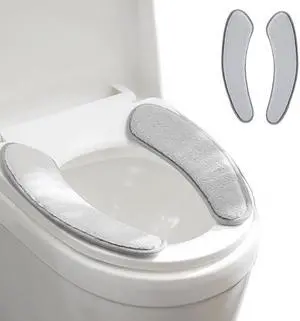 Thick and Warm Toilet Seat Cushion Cover - with Sticky Toilet Seat Cushion - Washable and Reusable Mat for Winter - Double Flap Separation, TPR Back Adhesive, Soft and Protective (Grey) Thick and Warm Toilet Seat Cushion Cover - with Sticky Toilet Seat Cushion - Washable and Reusable Mat for Winter - Double Flap Separation, TPR Back Adhesive, Soft and Protective (Grey)