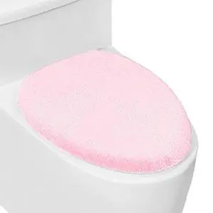 Soft Plush Toilet Lid Cover for Bathroom, Machine Washable Toilet Seat Covers, Fits Most Round Elongated and Oblong Lids, Easy Installation& Cleaning (Pink) Soft Plush Toilet Lid Cover for Bathroom, Machine Washable Toilet Seat Covers, Fits Most Round Elongated and Oblong Lids, Easy Installation& Cleaning (Pink)