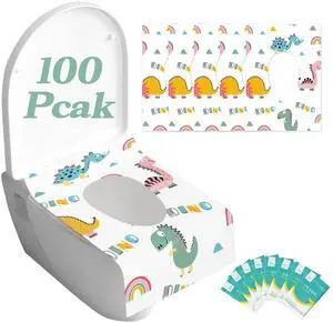 Dinosaur Toilet Seat Covers Disposable 100 Pack,Large Waterproof Potty Covers for Kids,Travel-Friendly Individual Packs,Perfect for Toddlers Potty Training in Public Restrooms Dinosaur Toilet Seat Covers Disposable 100 Pack,Large Waterproof Potty Covers for Kids,Travel-Friendly Individual Packs,Perfect for Toddlers Potty Training in Public Restrooms