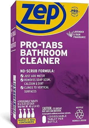 PRO-TABS Bathroom Cleaner Dissolvable Tablets - 4 Tablets Per Box - Just Add Water! Environmentally Friendly, Purple (ZUBCTAB) PRO-TABS Bathroom Cleaner Dissolvable Tablets - 4 Tablets Per Box - Just Add Water! Environmentally Friendly, Purple (ZUBCTAB)