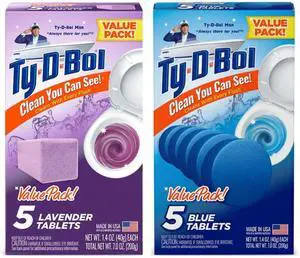Bleach-Free Toilet Bowl Cleaner Tablets, Lavender & Blue, 10 Pack | Fights Hard Water Stains, Fights Mineral Buildup, Fights Limescale, Variety Pack of 10 tablets Bleach-Free Toilet Bowl Cleaner Tablets, Lavender & Blue, 10 Pack | Fights Hard Water Stains, Fights Mineral Buildup, Fights Limescale, Variety Pack of 10 tablets