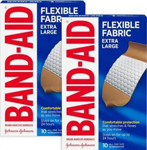Brand Flexible Fabric Adhesive Bandages, Extra Large, 2 x 10 Count Brand Flexible Fabric Adhesive Bandages, Extra Large, 2 x 10 Count