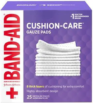 Brand Cushion-Care Gauze Pads, Medium Size, 3 in x 3 in, 25 Count | Absorbent Dressing Pads Non-Adhesive Comfortable Protection & Wound Care of Minor Cuts, Scrapes & Burns, For First Aid Kits Brand Cushion-Care Gauze Pads, Medium Size, 3 in x 3 in, 25 Count | Absorbent Dressing Pads Non-Adhesive Comfortable Protection & Wound Care of Minor Cuts, Scrapes & Burns, For First Aid Kits