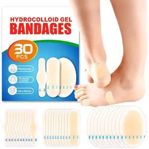 30pcs Hydrocolloid Blister Bandages - Waterproof Blister Bandages for Feet, Heels & Toes - Heel Blister Prevention & Recovery, Blister Pads (Variety, One Size) 30pcs Hydrocolloid Blister Bandages - Waterproof Blister Bandages for Feet, Heels & Toes - Heel Blister Prevention & Recovery, Blister Pads (Variety, One Size)