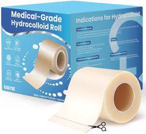 Hydrocolloid Roll Bandages, 2IN x 5FT Extra Large Hydrocolloid Patch with Self-Adhesive, Ultra Absorbent, Cut-to-Size, Flexible & Waterproof for Burn, Blister, Acne Care, First Aid Kit Essential Hydrocolloid Roll Bandages, 2IN x 5FT Extra Large Hydrocolloid Patch with Self-Adhesive, Ultra Absorbent, Cut-to-Size, Flexible & Waterproof for Burn, Blister, Acne Care, First Aid Kit Essential