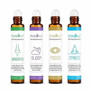 Aromatherapy Oils Roller Set, Natural Pre-diluted Essential Oils Roll On with Glass Rollerball, Relaxation Gift for Women & Men, Christmas Gift, Pack 4 x 0.33fl.oz Aromatherapy Oils Roller Set, Natural Pre-diluted Essential Oils Roll On with Glass Rollerball, Relaxation Gift for Women & Men, Christmas Gift, Pack 4 x 0.33fl.oz