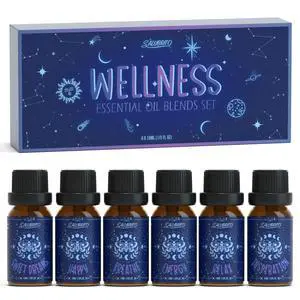Essential Oils Set, Wellness Aromatherapy Oil for Diffuser, Home, Candle, soap Making, Natural Blend Oils Gift for Women and Men, 6x10ml Essential Oils Set, Wellness Aromatherapy Oil for Diffuser, Home, Candle, soap Making, Natural Blend Oils Gift for Women and Men, 6x10ml