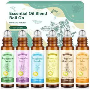Essential Oil Roll On for Self Care - Aromatherapy Oil Gift for Women Men, Portable Aromatherapy Blend for Relaxation - Self Care Gifts for Women Valentines Birthday Christmas Moms Day -6 x 10ml Essential Oil Roll On for Self Care - Aromatherapy Oil Gift for Women Men, Portable Aromatherapy Blend for Relaxation - Self Care Gifts for Women Valentines Birthday Christmas Moms Day -6 x 10ml
