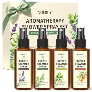 Aromatherapy Shower Spray Set, 4 Pack Essential Oil Shower Sprays for Bathroom, Lavender, Eucalyptus, Refreshing Shower Spa Steam Mist Gift Set, 2.2 fl oz Each Aromatherapy Shower Spray Set, 4 Pack Essential Oil Shower Sprays for Bathroom, Lavender, Eucalyptus, Refreshing Shower Spa Steam Mist Gift Set, 2.2 fl oz Each