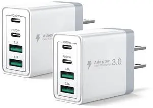 USB C Fast Charger Block, 40W 4-Port USBC Wall Charger Plug, 2Pack Type C Charger Fast Charging Blocks PD Power Adapter+QC USB Multiport Brick for iPhone 17/16/15/14/13/12 11/Pro Max, iPad, Samsung USB C Fast Charger Block, 40W 4-Port USBC Wall Charger Plug, 2Pack Type C Charger Fast Charging Blocks PD Power Adapter+QC USB Multiport Brick for iPhone 17/16/15/14/13/12 11/Pro Max, iPad, Samsung