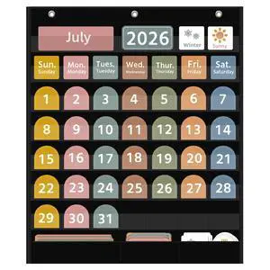Large Boho Calendar Pocket Chart with 96 Cards for Classroom, Size:32.25 x 24.125 inch Black Monthly Calendar and Weather Pocket Chart for Student Learning for Home or School. Large Boho Calendar Pocket Chart with 96 Cards for Classroom, Size:32.25 x 24.125 inch Black Monthly Calendar and Weather Pocket Chart for Student Learning for Home or School.