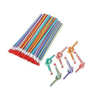 Flexible Bendy Pencil,35 PCS Flexible Soft Pencil Colorful Stripe Soft Pencils with Eraser as Gift for Students or Children Flexible Bendy Pencil,35 PCS Flexible Soft Pencil Colorful Stripe Soft Pencils with Eraser as Gift for Students or Children