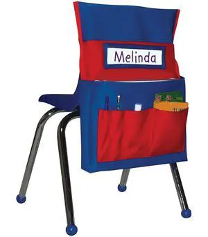 Chair Pockets for Classroom, Blue & Red, 1-Pack | Durable 15x19" Chairback Buddy for Classroom Supplies, Desk Buddy Pocket Organizer with Name Tag, Back of Chair Storage Chair Pockets for Classroom, Blue & Red, 1-Pack | Durable 15x19" Chairback Buddy for Classroom Supplies, Desk Buddy Pocket Organizer with Name Tag, Back of Chair Storage