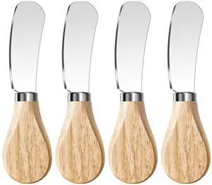 Butter Knife Spreader, Cheese Spreader Knives Set of 4, Stainless Steel Butter Knives with Wooden Handle, Small Cheese Knives for Cold Butter, Soft Cheese Spreader, Jam, Charcuterie, Pastry Butter Knife Spreader, Cheese Spreader Knives Set of 4, Stainless Steel Butter Knives with Wooden Handle, Small Cheese Knives for Cold Butter, Soft Cheese Spreader, Jam, Charcuterie, Pastry