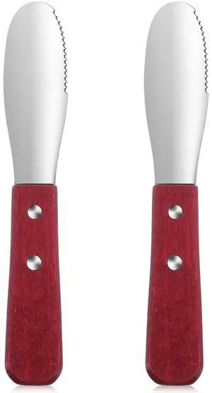 2 Pcs Butter Spreader, Stainless Steel Butter Knife Spreader | With Wood Handle for Sandwich & Cream 2 Pcs Butter Spreader, Stainless Steel Butter Knife Spreader | With Wood Handle for Sandwich & Cream