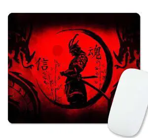Japanese Samurai Gaming Mouse Pad for Laptop, Cool Anime Red Black Dragon Mousepad, Computer Pad for Player Office, 9.5 X 7.9 Inch Japanese Samurai Gaming Mouse Pad for Laptop, Cool Anime Red Black Dragon Mousepad, Computer Pad for Player Office, 9.5 X 7.9 Inch