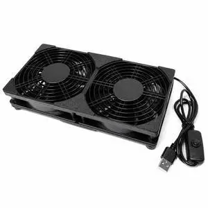 USB Cooling Fan Dual 120mm 5V USB PC Fan with On Off Switch | USB computer fan for routers, DVRs, laptops and AV cabinets, rated at 28 dB with dual fan cooling coverage USB Cooling Fan Dual 120mm 5V USB PC Fan with On Off Switch | USB computer fan for routers, DVRs, laptops and AV cabinets, rated at 28 dB with dual fan cooling coverage