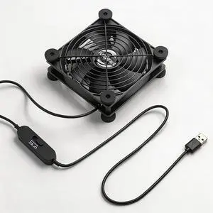 120mm USB Computer Cooling Fan, 5V/12V, 3-Speed, 18dB Quiet, for PC Router | 100CFM, 1000-2800RPM, 59in Cable, 8 Silicone Feet, Metal Grills, USB DC Dual Power, for Greenhouse AV Cabinet Desk 120mm USB Computer Cooling Fan, 5V/12V, 3-Speed, 18dB Quiet, for PC Router | 100CFM, 1000-2800RPM, 59in Cable, 8 Silicone Feet, Metal Grills, USB DC Dual Power, for Greenhouse AV Cabinet Desk