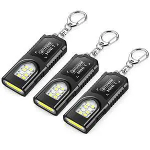 3-Pack Bright Rechargeable Keychain Flashlight with Clip & Magnetic Base, Mini LED Key Ring Light, Small, Flat, Portable, Dual-Head, Tiny Pocket Torch for Work, Purse, Micro EDC 3-Pack Bright Rechargeable Keychain Flashlight with Clip & Magnetic Base, Mini LED Key Ring Light, Small, Flat, Portable, Dual-Head, Tiny Pocket Torch for Work, Purse, Micro EDC