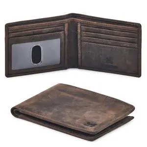 Real Leather Mens Bifold Wallet RFID Blocking Slim Minimalist Front Pocket - Thin & Stylish with ID Window in Gift Box (Crazy Horse, Coffee) Real Leather Mens Bifold Wallet RFID Blocking Slim Minimalist Front Pocket - Thin & Stylish with ID Window in Gift Box (Crazy Horse, Coffee)