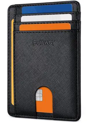Slim Minimalist Front Pocket RFID Blocking Leather Wallets for Men and Women - Cross Black Slim Minimalist Front Pocket RFID Blocking Leather Wallets for Men and Women - Cross Black