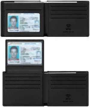 Genuine Leather Wallet for Men with Gift Box - Handmade Bifold Stylish - Mens Wallets Rfid Blocking with 2 ID Windows Genuine Leather Wallet for Men with Gift Box - Handmade Bifold Stylish - Mens Wallets Rfid Blocking with 2 ID Windows
