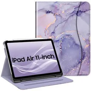 Folio Case for iPad Air 11-inch & iPad Air 5th/4th Generation 10.9" | Multi-Angle Viewing Protective Cover with Pencil Holder & Pocket, Corner Protection, Auto Wake/Sleep, Lilac Marble Folio Case for iPad Air 11-inch & iPad Air 5th/4th Generation 10.9" | Multi-Angle Viewing Protective Cover with Pencil Holder & Pocket, Corner Protection, Auto Wake/Sleep, Lilac Marble