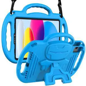 Kids Case for iPad A16 11th Generation (11-inch,2025)/ 10th Generation (10.9 Inch,2022)/ Air 5th/ 4th Gen 10.9 with Shoulder Strap, Shockproof Lightweight Handle Stand Child Bumper Case, Blue Kids Case for iPad A16 11th Generation (11-inch,2025)/ 10th Generation (10.9 Inch,2022)/ Air 5th/ 4th Gen 10.9 with Shoulder Strap, Shockproof Lightweight Handle Stand Child Bumper Case, Blue