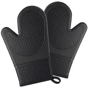 Silicone Oven Mitts 500°F Heat Resistant BBQ Gloves 2-Pack Black | 500°F heat resistance, non-slip honeycomb grip, waterproof & washable, extra long wrist guard, 2-piece set Silicone Oven Mitts 500°F Heat Resistant BBQ Gloves 2-Pack Black | 500°F heat resistance, non-slip honeycomb grip, waterproof & washable, extra long wrist guard, 2-piece set