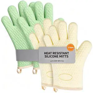 4 Pack BPA-Free Soft Silicone Oven Mitts,550F Heat Resistant Cooking Gloves | Waterproof Heat Resistant Safety BBQ Gloves ,Thick Cotton Lining,Non-Slip 5 Finger Kitchen Hot Mitts for Baking 4 Pack BPA-Free Soft Silicone Oven Mitts,550F Heat Resistant Cooking Gloves | Waterproof Heat Resistant Safety BBQ Gloves ,Thick Cotton Lining,Non-Slip 5 Finger Kitchen Hot Mitts for Baking